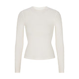 COTTON RIB LONG SLEEVE T-SHIRT | MARBLE