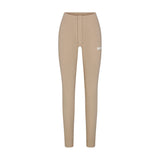 COTTON FLEECE LEGGING WITH EMBOSSED LOGO | LATTE