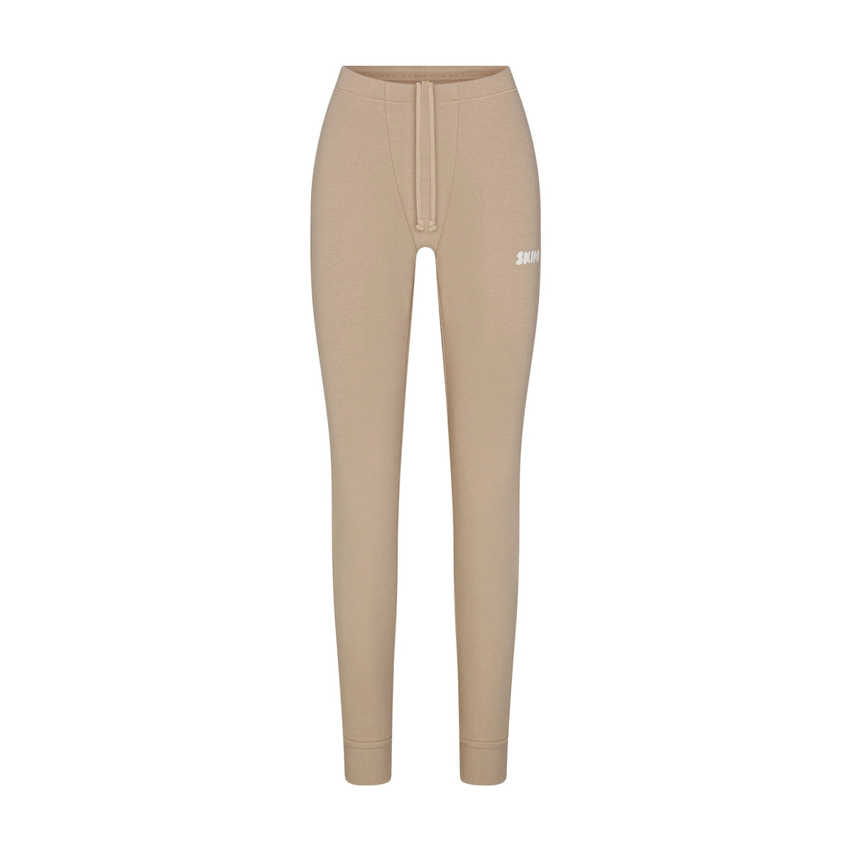 COTTON FLEECE LEGGING WITH EMBOSSED LOGO | LATTE
