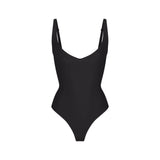 SKIMS BODY CORE SCULPT PLUNGE THONG BODYSUIT | ONYX