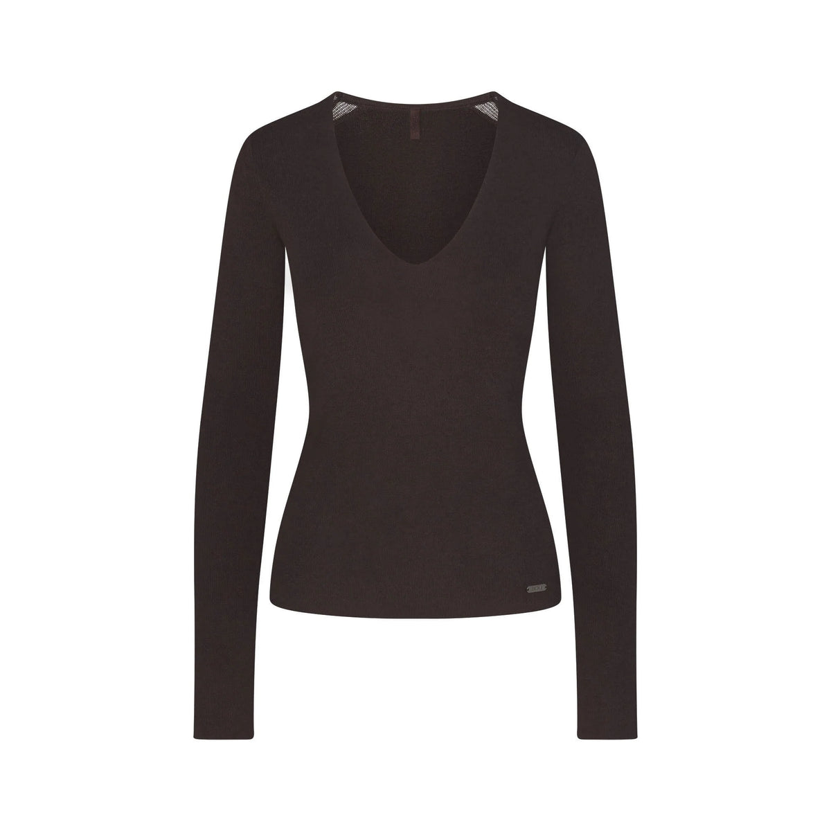 ESSENTIAL KNIT LONG SLEEVE V NECK | ESPRESSO