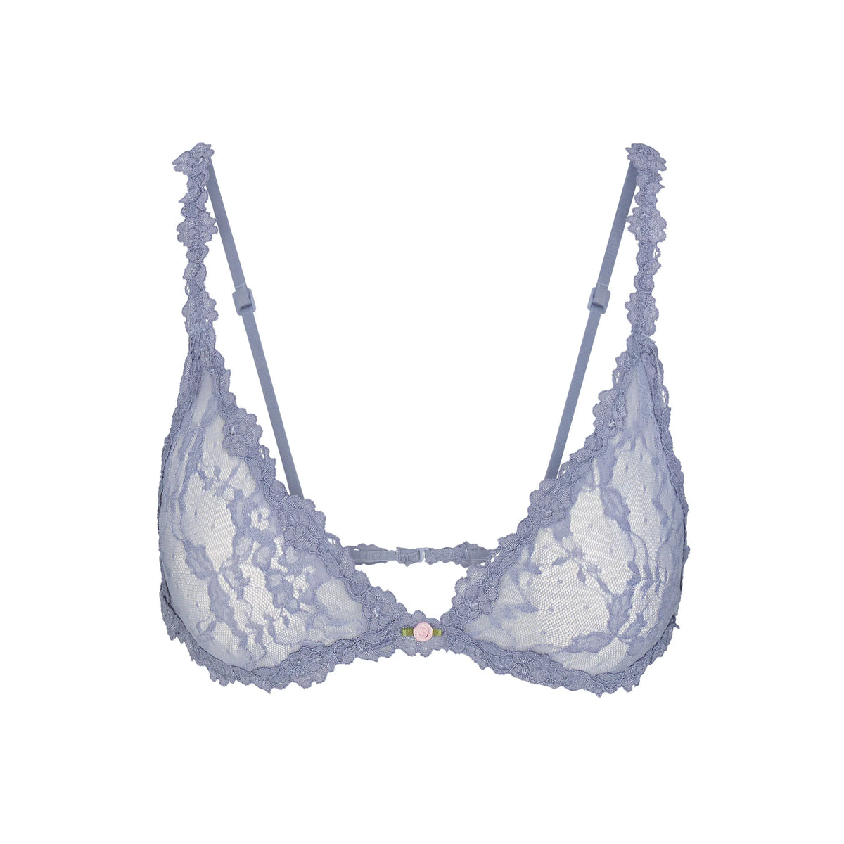 STRETCH LACE TRIANGLE BRALETTE | SLATE