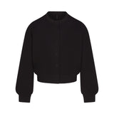 COTTON FLEECE SHRUNKEN CARDIGAN | ONYX