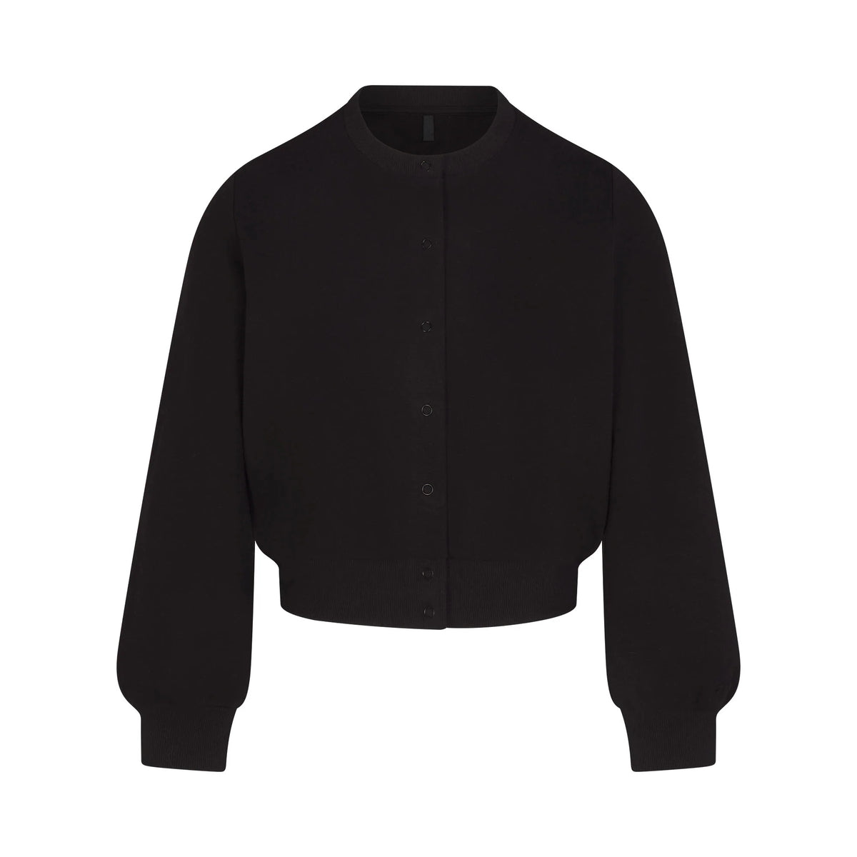 COTTON FLEECE SHRUNKEN CARDIGAN | ONYX