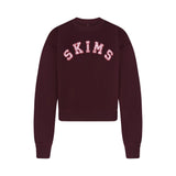 COTTON FLEECE CREWNECK | CURRANT ARCHED SKIMS PLAID