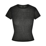 SHEER RIB T-SHIRT | SOOT