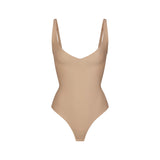 SKIMS BODY CORE SCULPT PLUNGE THONG BODYSUIT | CLAY