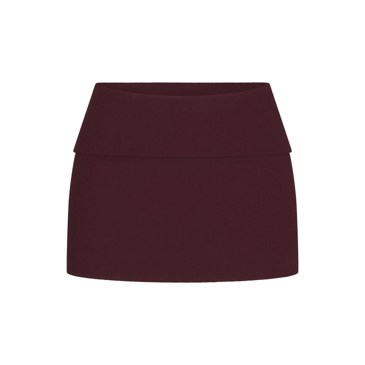 COTTON RIB FOLDOVER MINI SKIRT | CURRANT