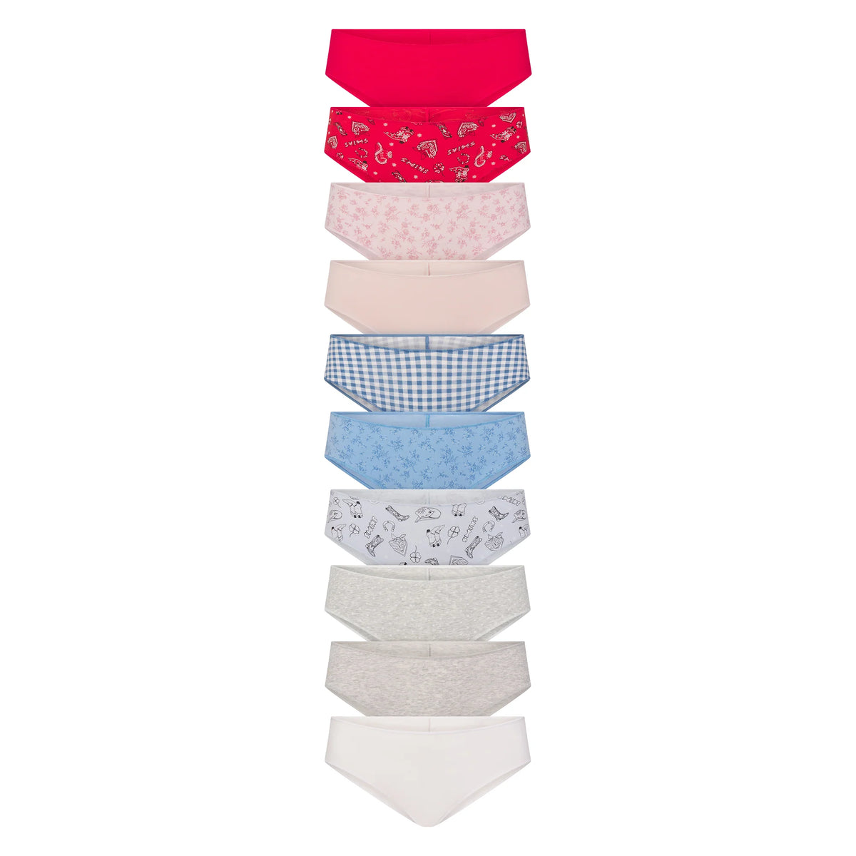 LIGHTWEIGHT COTTON RUCHED BACK HIPSTER 10-PACK | DAINTY FLORAL MULTI