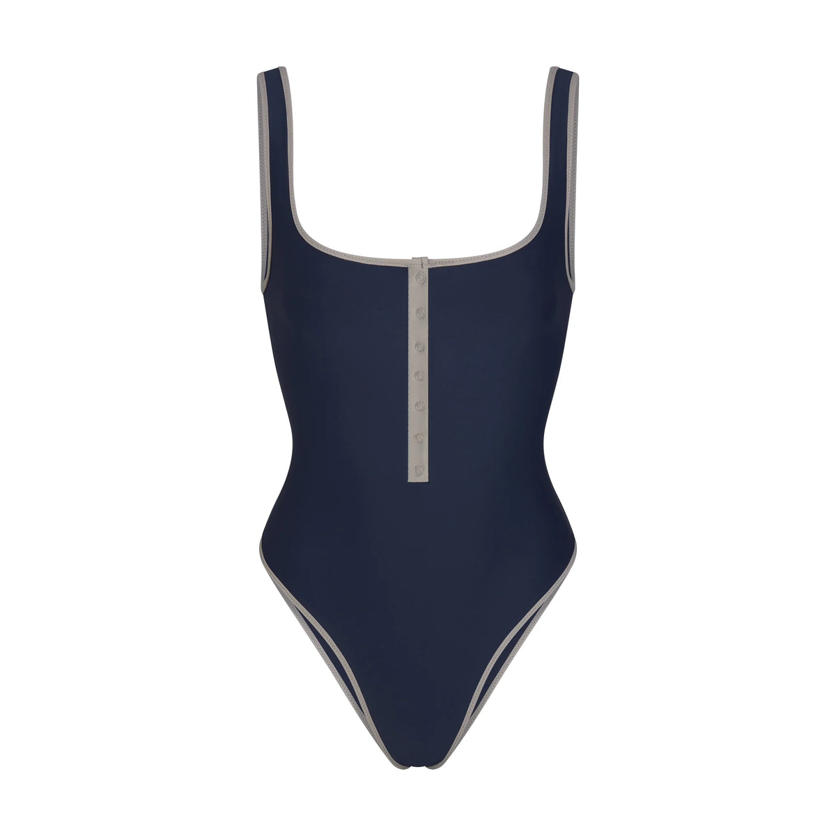 SIGNATURE SWIM SNAP FRONT ONE PIECE | NAVY CONTRAST