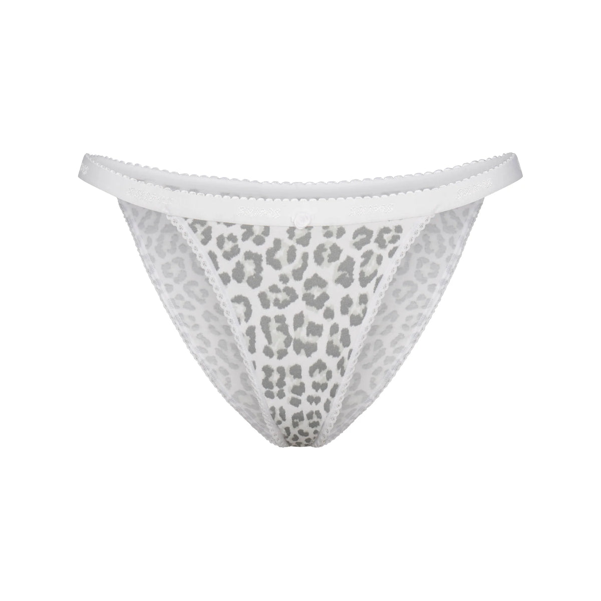 LIGHTWEIGHT COTTON LOGO PICOT STRING BIKINI | SNOW LEOPARD PRINT