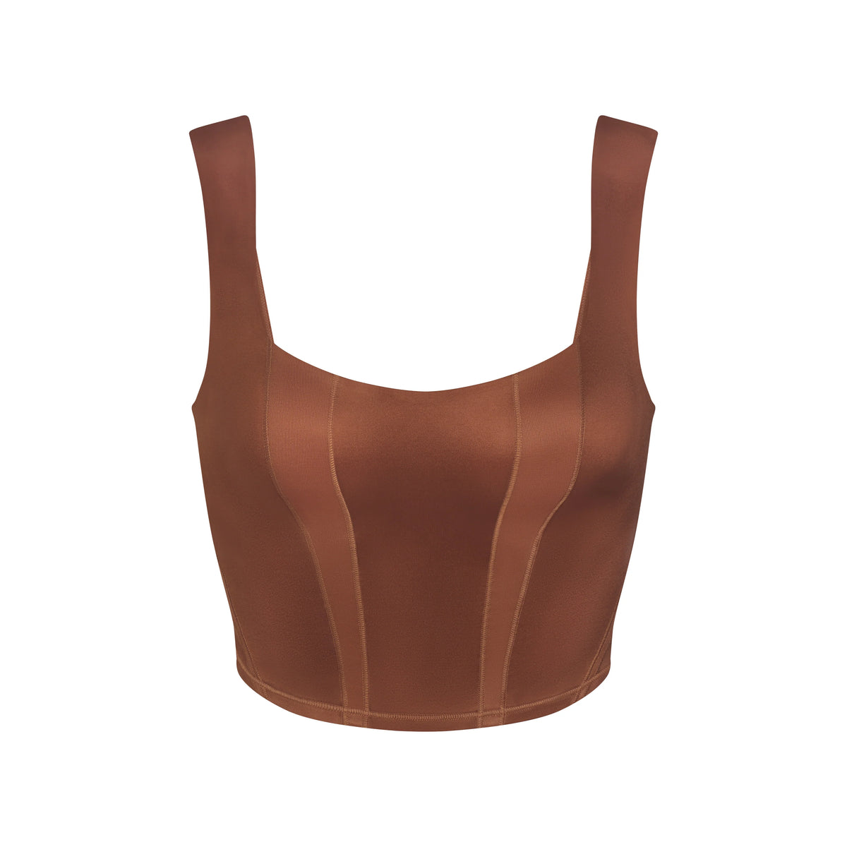 NikeSKIMS SATIN SHINE PANELED SCOOP TANK | CAROB BROWN