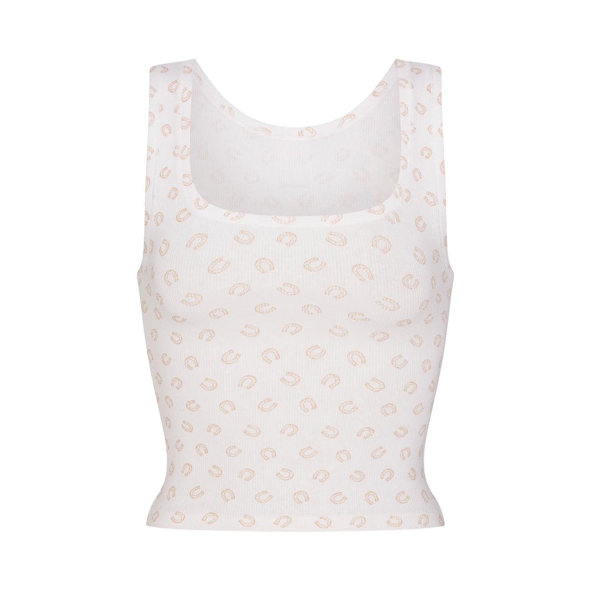 COTTON RIB TANK | OCHRE HORSESHOE PRINT