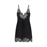SILK LACE MINI SLIP DRESS | ONYX