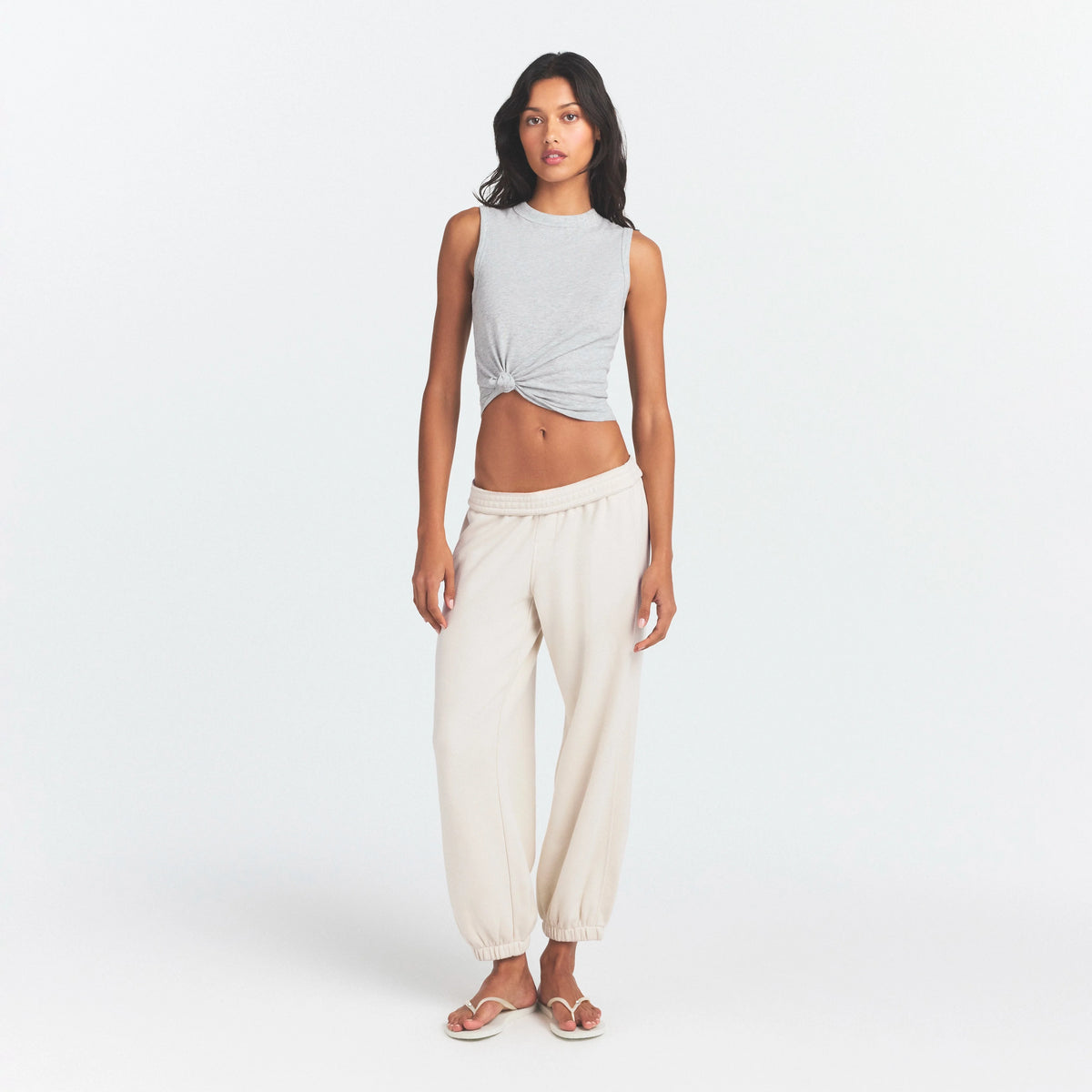 DRAPEY FRENCH TERRY CROPPED JOGGER | BUFF