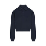 COTTON FLEECE POLO SWEATSHIRT | NAVY