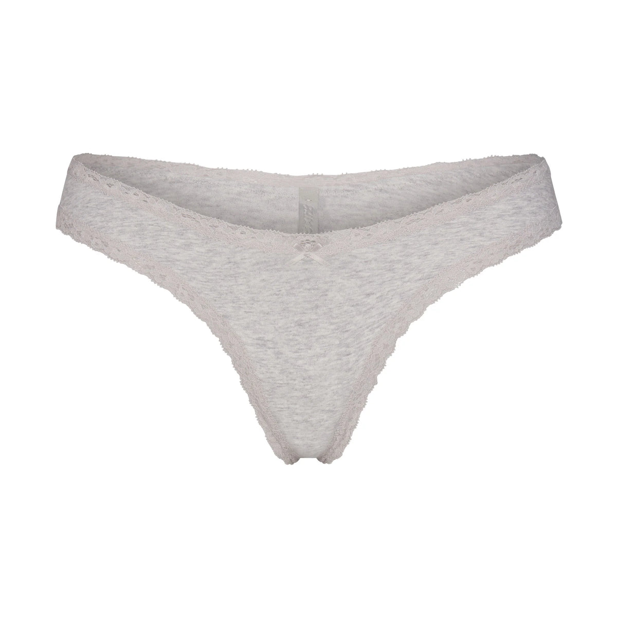 LIGHTWEIGHT COTTON LACE THONG | LIGHT HEATHER GREY