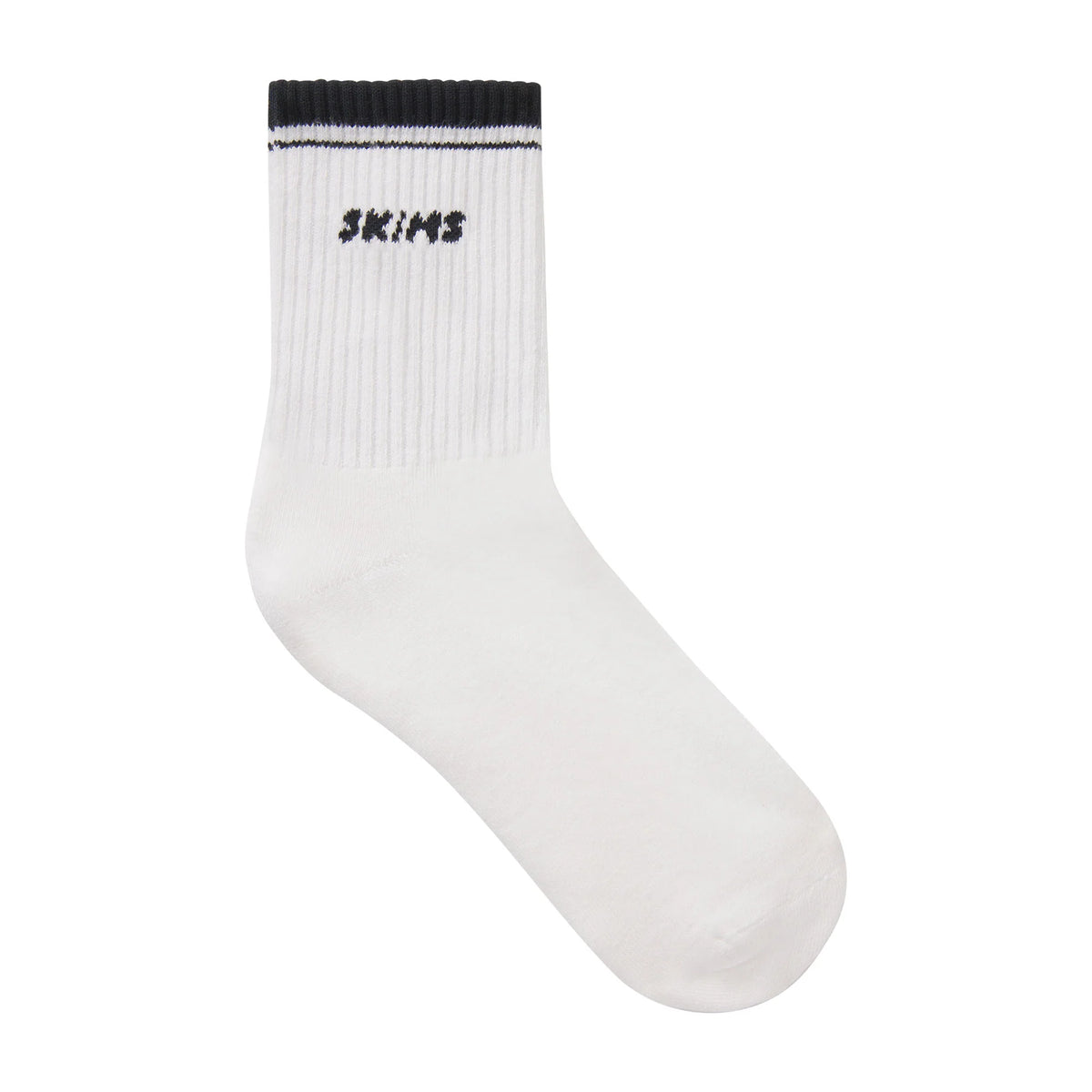 SKIMS SOCKS RIBBED QUARTER CREW LOGO SOCK | SNOW AND ONYX