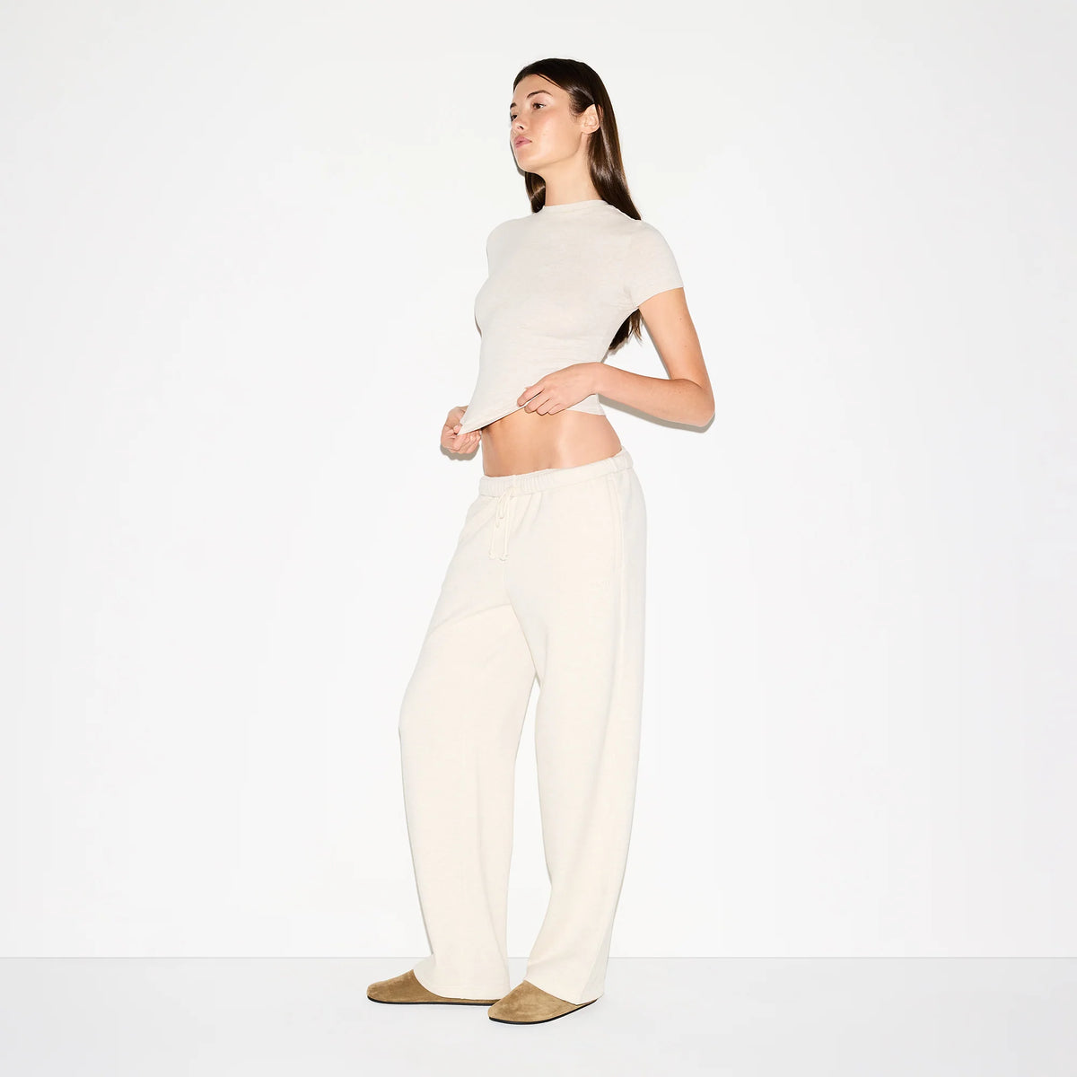 COTTON FLEECE STRAIGHT LEG PANT | OATMEAL HEATHER