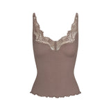 RIB KNIT LACE CAMI | AMETHYST