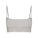 LIGHTWEIGHT COTTON STRAIGHT NECK BRALETTE | LIGHT HEATHER GREY