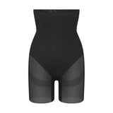 POWER MESH SHAPEWEAR CORE SCULPT HIGH-WAISTED MID THIGH SHORT | ONYX