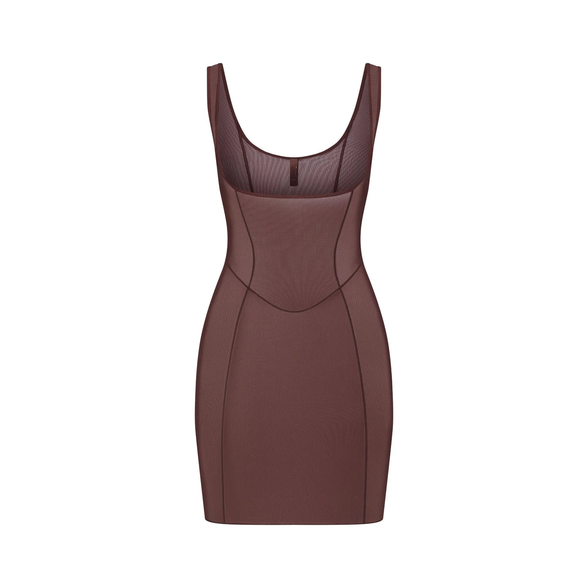 POWER MESH SHAPEWEAR OPEN BUST SLIP DRESS | COCOA