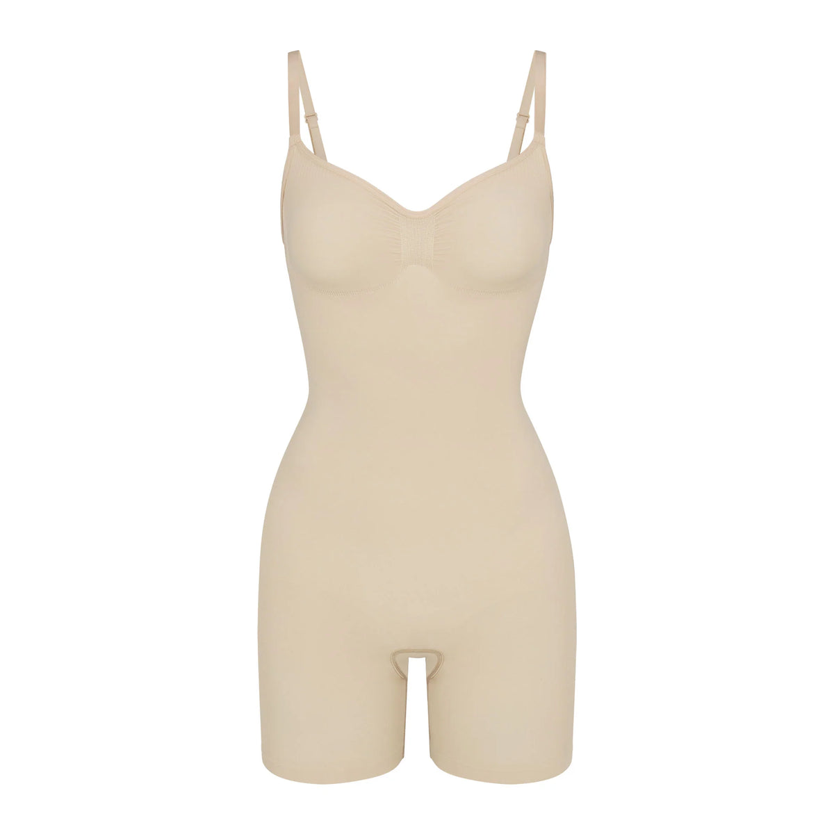 SEAMLESS SCULPT MID THIGH BODYSUIT | SAND